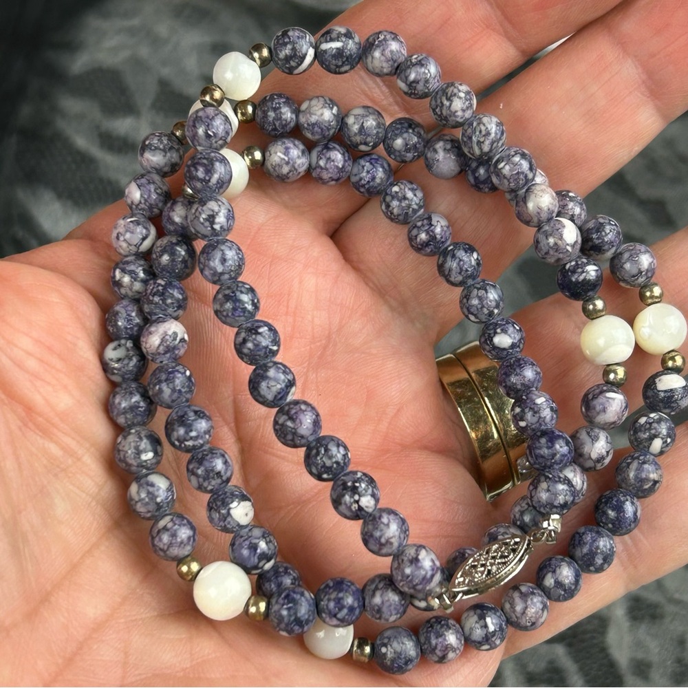 Vintage Tiffany Stone Beaded Utah Stone/Rare Healing Necklace Sterling Silver - Picture 8 of 16